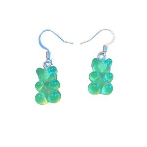 4/$20!! Light Green Gummy Bear Drop Earrings